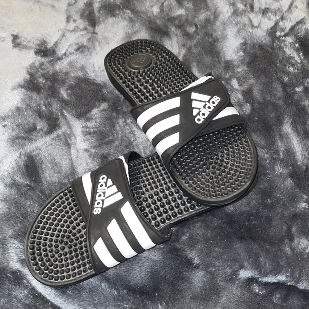 adidas slides. Black and white. Size 7 (US) NWOT